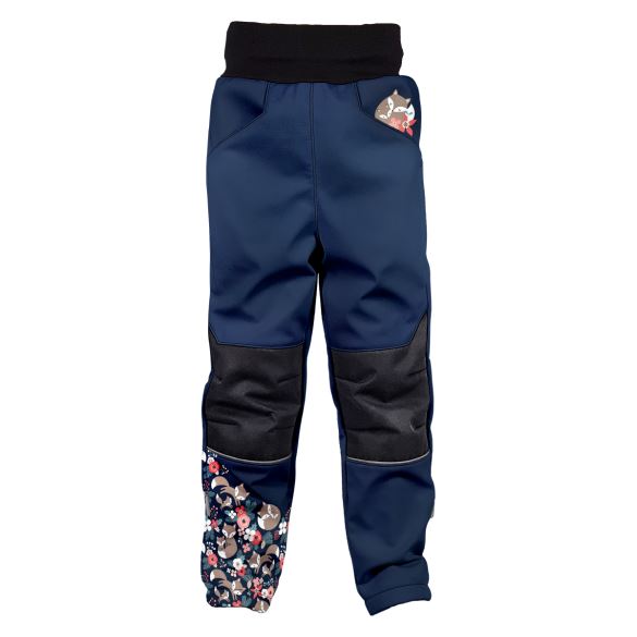 Softshellové kalhoty dětské, LIŠKY, tmavě modrá